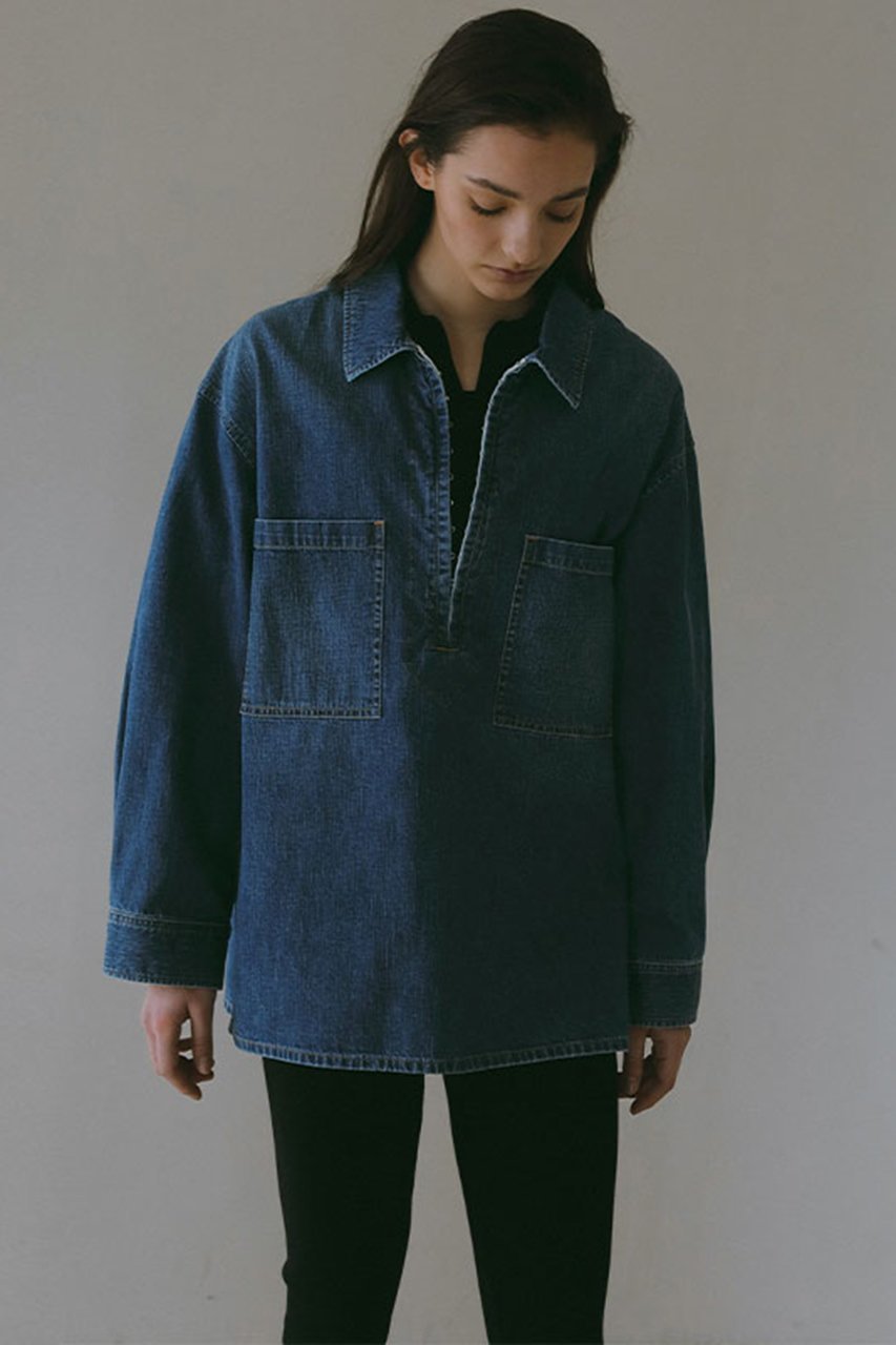 【エトレトウキョウ/ETRE TOKYO】のオープンカラーオーバーサイズデニムシャツ 人気、トレンドファッション・服の通販 founy(ファニー) 　ファッション　Fashion　レディースファッション　Fashion for Women　トップス・カットソー　Cut & Sew Tops　シャツ・ブラウス・オフィスカジュアル　Elegant Blouses & Button-Ups　おすすめ　Recommended / Our Picks　インナー　Innerwear　コンパクト　Compact, Small Size　ショルダー　Shoulder, Shoulder Strap　スリーブ　Sleeve, Long Sleeve / Short Sleeve　デニム　Denim, Jeans Material　ドロップ　Drop Shoulder, Dropped Style　フロント　Front, Front Design　ポケット　Pocket, Pocket Detail　ロング　Long, Long-Length　 other-1|ID: prp329100004434677 ipo3291000000032849644