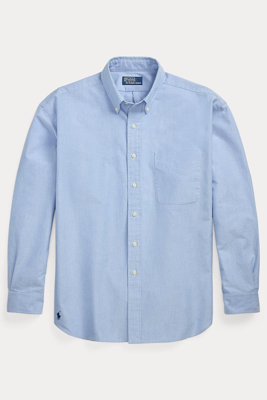 【ラルフローレン/RALPH LAUREN / MEN】の【MEN】【POLO RALPH LAUREN】オーガニック コットン ビッグ シャツ インテリア・キッズ・メンズ・レディースファッション・服の通販 founy(ファニー) ファッション Fashion メンズファッション Fashion for Men ウォッシュ Washed Finish オーガニック Organic Cotton カフス Cuff Design スリーブ Sleeve, Long Sleeve / Short Sleeve 長袖 Long Sleeve, Full Sleeve パッチ Patch, Appliqué ビッグ Big, Oversized フィット Fit, Slim Fit プリーツ Pleats, Pleated ボックス Boxy, Box Shape ポケット Pocket, Pocket Detail リラックス Relax, Relaxed Fit ロング Long, Long-Length ブルー|ID: prp329100004434687 ipo3291000000035822605