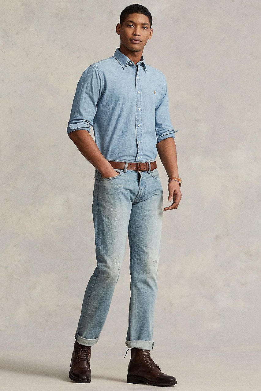 【ラルフローレン/RALPH LAUREN / MEN】の【MEN】【POLO RALPH LAUREN】カスタムフィット シャンブレー シャツ 人気、トレンドファッション・服の通販 founy(ファニー) 　ファッション　Fashion　メンズファッション　MEN　おすすめ　Recommend　クラシック　Classic　シャンブレー　Chambray　ジャケット　Jacket　スリム　Slim　スリーブ　Sleeve　デニム　Denim　フィット　Fit　ヨーク　Yoke　ロング　Long　エレガント 上品　Elegant　長袖　Long Sleeve　other-2|ID: prp329100004434688 ipo3291000000031257656