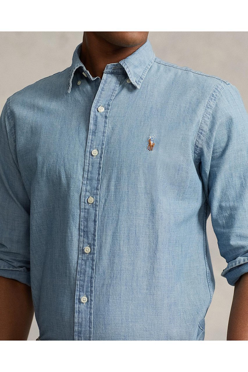 【ラルフローレン/RALPH LAUREN / MEN】の【MEN】【POLO RALPH LAUREN】カスタムフィット シャンブレー シャツ 人気、トレンドファッション・服の通販 founy(ファニー) 　ファッション　Fashion　メンズファッション　Fashion for Men　おすすめ　Recommended / Our Picks　クラシック　Classic, Timeless Style　シャンブレー　Chambray, Denim-Like Fabric　ジャケット　Jacket, Outerwear　スリム　Slim, Slim Fit　スリーブ　Sleeve, Long Sleeve / Short Sleeve　デニム　Denim, Jeans Material　フィット　Fit, Slim Fit　ヨーク　Yoke, Yoke Design　ロング　Long, Long-Length　エレガント 上品　Elegant　長袖　Long Sleeve, Full Sleeve　other-3|ID: prp329100004434688 ipo3291000000035822614