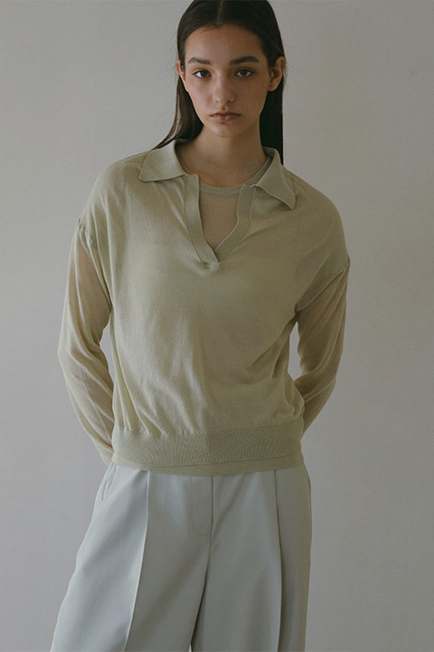 【エトレトウキョウ/ETRE TOKYO】のシアーポロニットプルオーバー 人気、トレンドファッション・服の通販 founy(ファニー) 　ファッション　Fashion　レディースファッション　Fashion for Women　トップス・カットソー　Cut & Sew Tops　ニット　Knit Tops & Sweaters　カジュアルプルオーバー・ニットトップス　Pullovers & Knit Tops / Casual Pullovers　おすすめ　Recommended / Our Picks　トレンド　Trend, Trending Now　エレガント 上品　Elegant　今季　This Season, Current Season　 other-1|ID: prp329100004434703 ipo3291000000032935549