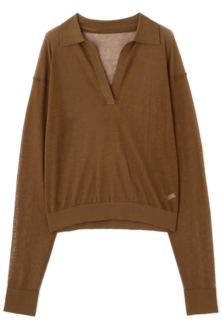 【エトレトウキョウ/ETRE TOKYO】のシアーポロニットプルオーバー インテリア・キッズ・メンズ・レディースファッション・服の通販 founy(ファニー) 　ファッション　Fashion　レディースファッション　Fashion for Women　トップス・カットソー　Cut & Sew Tops　ニット　Knit Tops & Sweaters　カジュアルプルオーバー・ニットトップス　Pullovers & Knit Tops / Casual Pullovers　おすすめ　Recommended / Our Picks　トレンド　Trend, Trending Now　エレガント 上品　Elegant　今季　This Season, Current Season　ブラウン|ID: prp329100004434703 ipo3291000000032935566