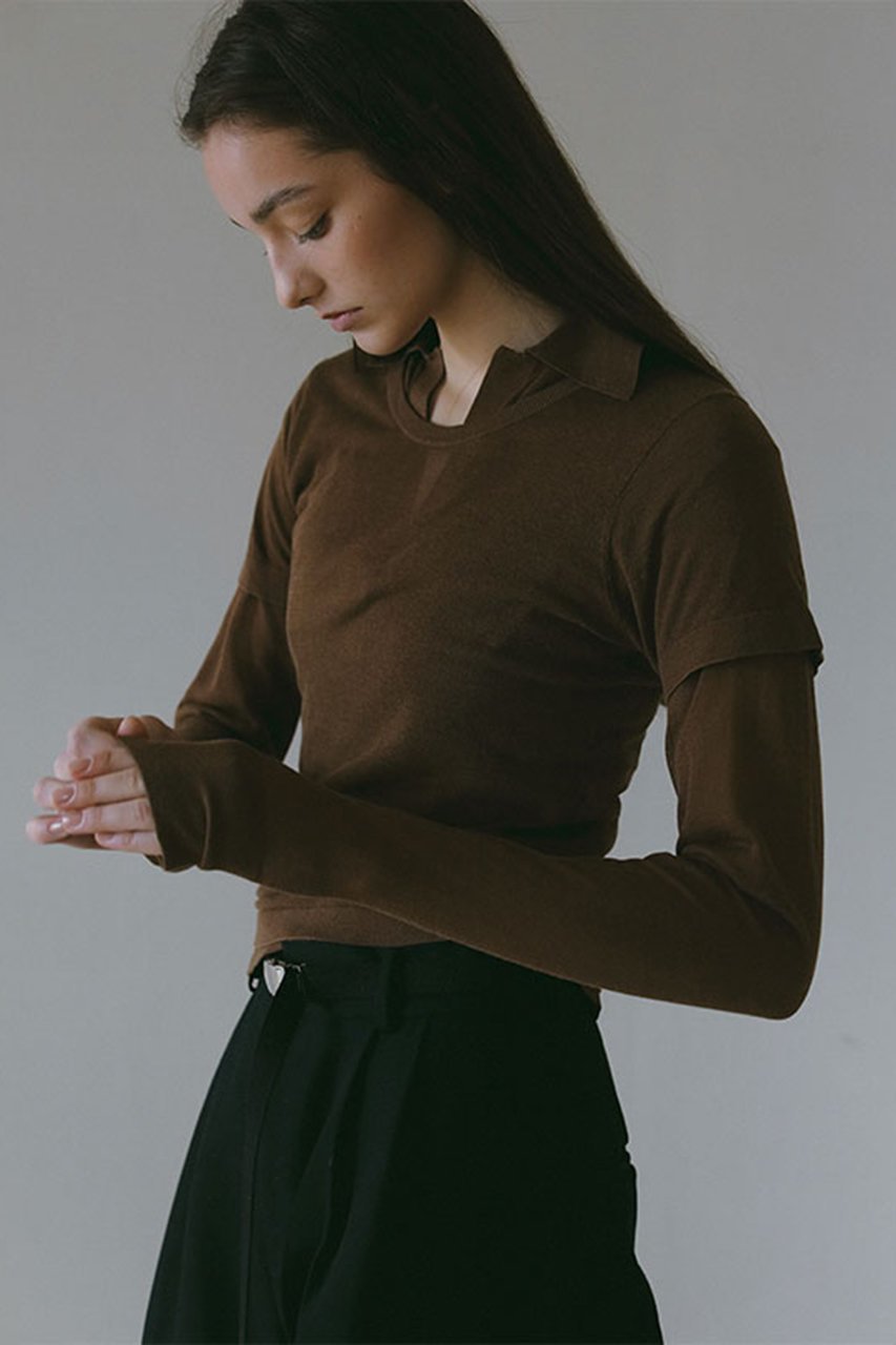 【エトレトウキョウ/ETRE TOKYO】のシアーポロニットプルオーバー 人気、トレンドファッション・服の通販 founy(ファニー) 　ファッション　Fashion　レディースファッション　Fashion for Women　トップス・カットソー　Cut & Sew Tops　ニット　Knit Tops & Sweaters　カジュアルプルオーバー・ニットトップス　Pullovers & Knit Tops / Casual Pullovers　おすすめ　Recommended / Our Picks　トレンド　Trend, Trending Now　エレガント 上品　Elegant　今季　This Season, Current Season　other-5|ID: prp329100004434703 ipo3291000000032935608