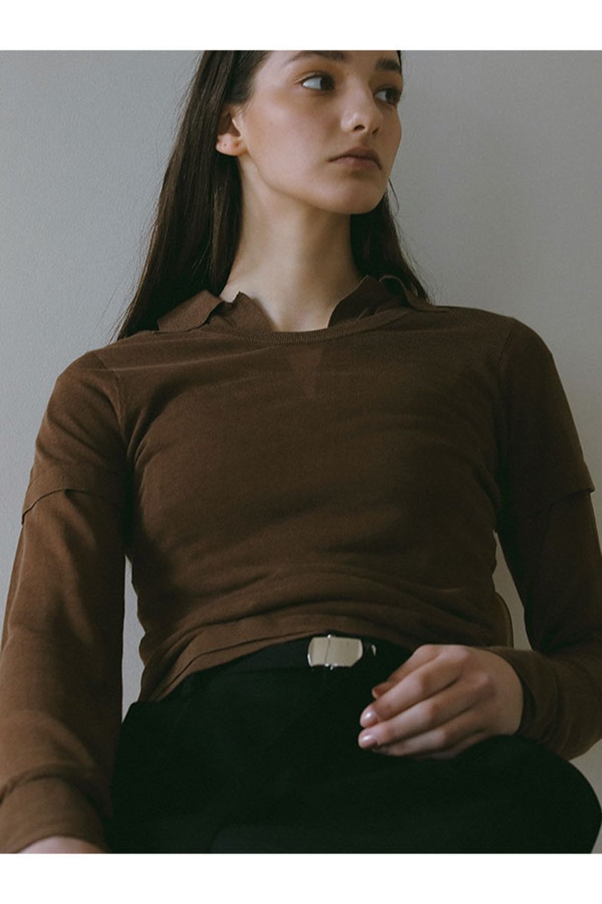 【エトレトウキョウ/ETRE TOKYO】のシアーポロニットプルオーバー 人気、トレンドファッション・服の通販 founy(ファニー) 　ファッション　Fashion　レディースファッション　Fashion for Women　トップス・カットソー　Cut & Sew Tops　ニット　Knit Tops & Sweaters　カジュアルプルオーバー・ニットトップス　Pullovers & Knit Tops / Casual Pullovers　おすすめ　Recommended / Our Picks　トレンド　Trend, Trending Now　エレガント 上品　Elegant　今季　This Season, Current Season　other-8|ID: prp329100004434703 ipo3291000000032935630