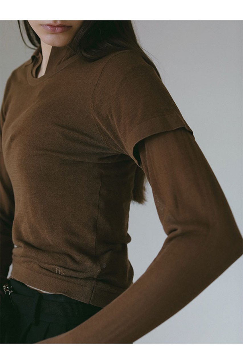 【エトレトウキョウ/ETRE TOKYO】のハーフスリーブシアーニットプルオーバー 人気、トレンドファッション・服の通販 founy(ファニー) 　ファッション　Fashion　レディースファッション　Fashion for Women　トップス・カットソー　Cut & Sew Tops　ニット　Knit Tops & Sweaters　カジュアルプルオーバー・ニットトップス　Pullovers & Knit Tops / Casual Pullovers　おすすめ　Recommended / Our Picks　インナー　Innerwear　シンプル　Simple, Minimal　フィット　Fit, Slim Fit　今季　This Season, Current Season　other-4|ID: prp329100004434704 ipo3291000000034957185