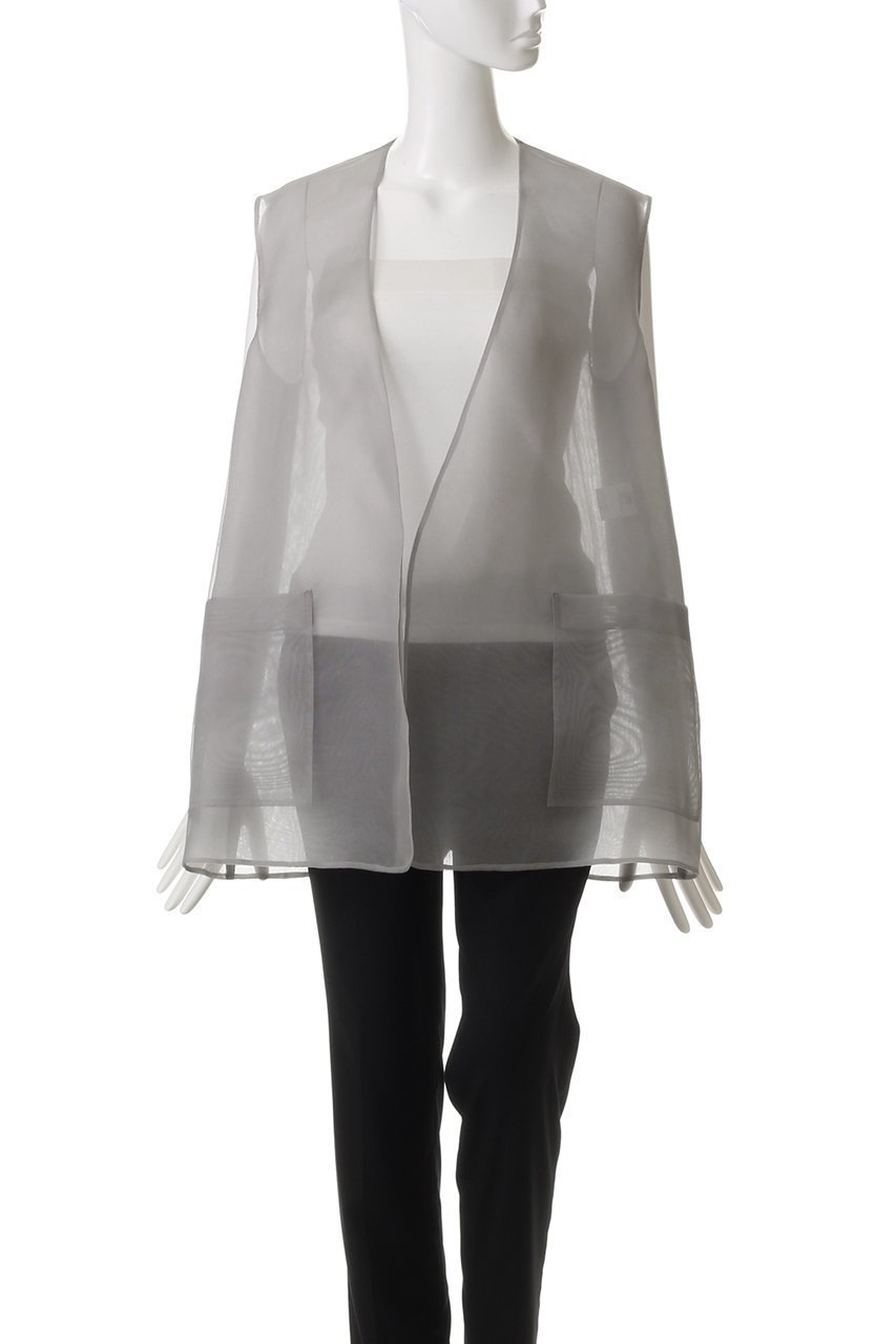 【エブール/ebure】のシルクシアー ジレブラウス 人気、トレンドファッション・服の通販 founy(ファニー) 　ファッション　Fashion　レディースファッション　Fashion for Women　アウター　Coat / Outerwear Collection　トップス・カットソー　Cut & Sew Tops　キャミソール&ノースリーブ　Camisoles & Sleeveless Tops　シャツ・ブラウス・オフィスカジュアル　Elegant Blouses & Button-Ups　ベスト&ジレ / 重ね着スタイル　Vests & Gilets　おすすめ　Recommended / Our Picks　シアー　Sheer, See-Through　シルク　Silk, 100% Silk　ジャケット　Jacket, Outerwear　ノースリーブ　Sleeveless, No-Sleeve　フォルム　Silhouette, Form　other-2|ID: prp329100004434710 ipo3291000000032852185