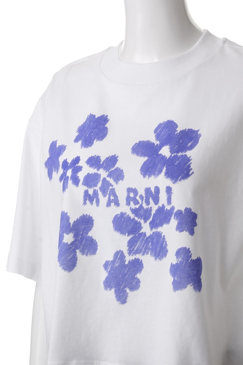【マルニ/MARNI】のフラワープリントボクシーTシャツ 人気、トレンドファッション・服の通販 founy(ファニー) 　ファッション　Fashion　レディースファッション　Fashion for Women　トップス・カットソー　Cut & Sew Tops　シャツ・ブラウス・オフィスカジュアル　Elegant Blouses & Button-Ups　ロングTシャツ・Tシャツ　Longline T-Shirts & Tees　カットソー・ベーシックTシャツ　Cut-and-Sewn Tops / Stretch Tees & Basics　花柄・フラワープリント・モチーフ　Floral Prints & Motifs / Flower Pattern Tops　おすすめ　Recommended / Our Picks　ショート　Short, Short Length　スリーブ　Sleeve, Long Sleeve / Short Sleeve　トレンド　Trend, Trending Now　フォルム　Silhouette, Form　フラワー　Flower, Floral　プリント　Print, Printed Pattern　ボトム　Bottoms, Lower Wear　other-5|ID: prp329100004434714 ipo3291000000032865030