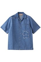 【マルニ/MARNI】のフラワーパッチ付きデニムショートスリーブシャツ 人気、トレンドファッション・服の通販 founy(ファニー) ファッション Fashion レディースファッション Fashion for Women トップス・カットソー Cut & Sew Tops シャツ・ブラウス・オフィスカジュアル Elegant Blouses & Button-Ups ショート Short, Short Length スリーブ Sleeve, Long Sleeve / Short Sleeve デニム Denim, Jeans Material ハンド Hand, Handmade パッチ Patch, Appliqué フェミニン Feminine, Girly フラワー Flower, Floral 羽織 Haori, Light Jacket thumbnail コバルト|ID: prp329100004434715 ipo3291000000032854180