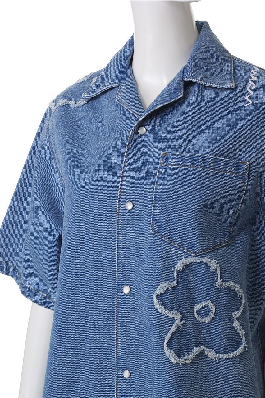 【マルニ/MARNI】のフラワーパッチ付きデニムショートスリーブシャツ 人気、トレンドファッション・服の通販 founy(ファニー) 　ファッション　Fashion　レディースファッション　Fashion for Women　トップス・カットソー　Cut & Sew Tops　シャツ・ブラウス・オフィスカジュアル　Elegant Blouses & Button-Ups　ショート　Short, Short Length　スリーブ　Sleeve, Long Sleeve / Short Sleeve　デニム　Denim, Jeans Material　ハンド　Hand, Handmade　パッチ　Patch, Appliqué　フェミニン　Feminine, Girly　フラワー　Flower, Floral　羽織　Haori, Light Jacket　other-5|ID: prp329100004434715 ipo3291000000032854197