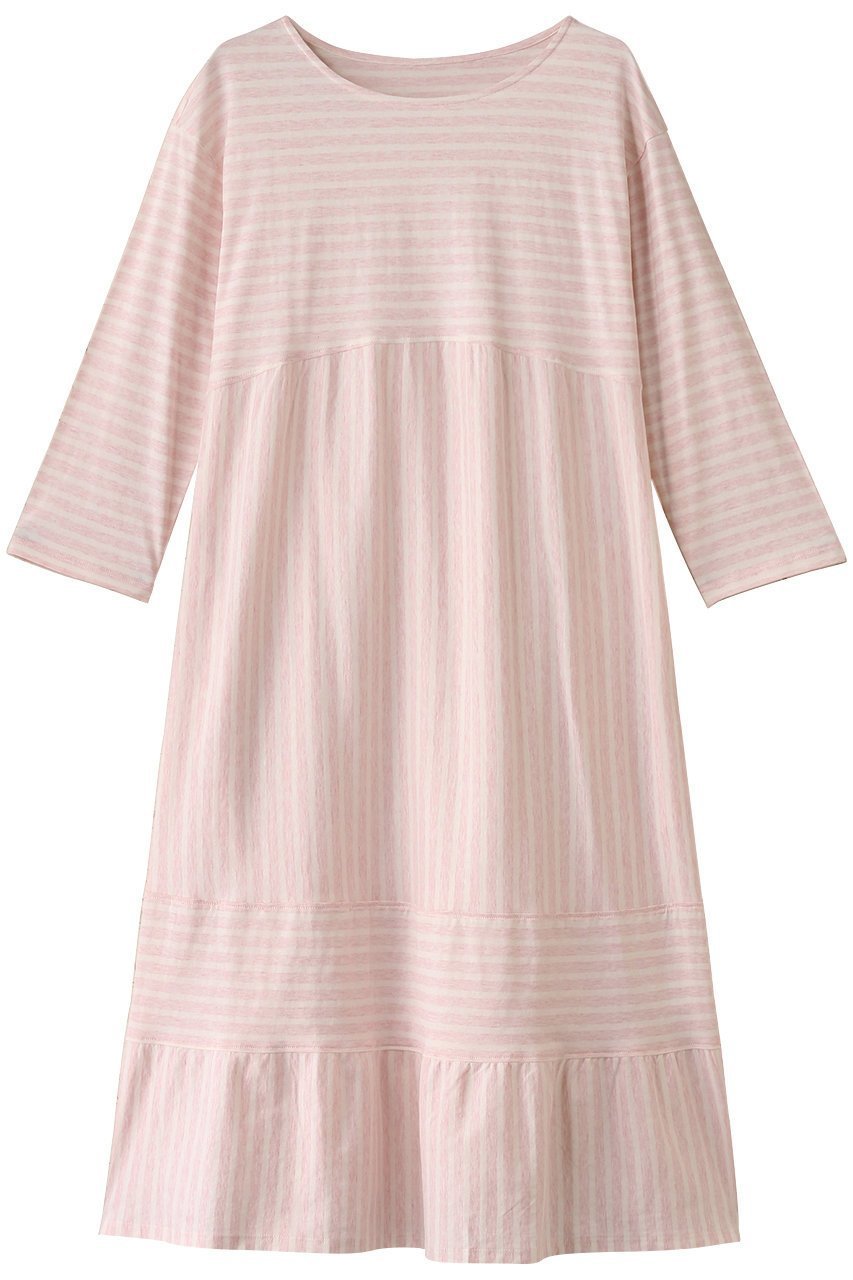 【キッドブルー/KID BLUE】の25コンビボーダー天竺ワンピース インテリア・キッズ・メンズ・レディースファッション・服の通販 founy(ファニー) 　ファッション　Fashion　レディースファッション　Fashion for Women　ワンピース　Dresses　コンビ　Combo, Combination Style　スリーブ　Sleeve, Long Sleeve / Short Sleeve　パジャマ　Pajamas, Sleepwear　ボーダー　Border, Stripe　リラックス　Relax, Relaxed Fit　ロング　Long, Long-Length　旅行　Travel　ピンク|ID: prp329100004434731 ipo3291000000032833849