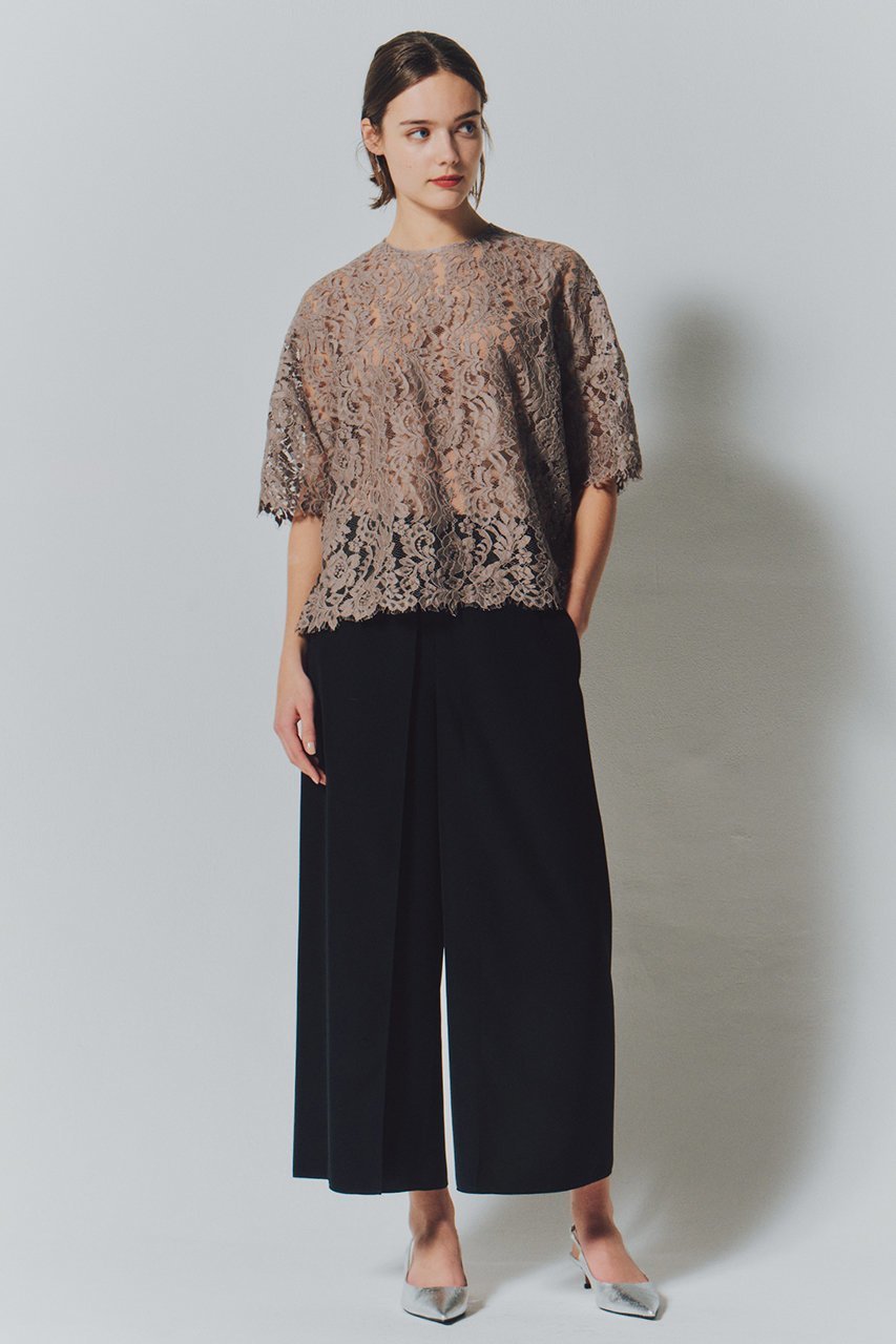 【ルームエイト/Room no.8】の【Room no.8 BLACK】リーバーレース WITH グログラン トップス 人気、トレンドファッション・服の通販 founy(ファニー) 　ファッション　Fashion　レディースファッション　Fashion for Women　トップス・カットソー　Cut & Sew Tops　シャツ・ブラウス・オフィスカジュアル　Elegant Blouses & Button-Ups　グログラン　Grosgrain, Grosgrain Ribbon　ショート　Short, Short Length　スリーブ　Sleeve, Long Sleeve / Short Sleeve　フレア　Flare, Flared　ボトム　Bottoms, Lower Wear　マキシ　Maxi, Full Length　リュクス　Luxury, Elegant, High-End, Chic　レース　Lace, Lace Fabric　other-6|ID: prp329100004434737 ipo3291000000032853986