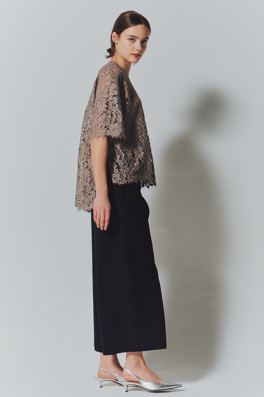 【ルームエイト/Room no.8】の【Room no.8 BLACK】リーバーレース WITH グログラン トップス 人気、トレンドファッション・服の通販 founy(ファニー) 　ファッション　Fashion　レディースファッション　Fashion for Women　トップス・カットソー　Cut & Sew Tops　シャツ・ブラウス・オフィスカジュアル　Elegant Blouses & Button-Ups　グログラン　Grosgrain, Grosgrain Ribbon　ショート　Short, Short Length　スリーブ　Sleeve, Long Sleeve / Short Sleeve　フレア　Flare, Flared　ボトム　Bottoms, Lower Wear　マキシ　Maxi, Full Length　リュクス　Luxury, Elegant, High-End, Chic　レース　Lace, Lace Fabric　other-7|ID: prp329100004434737 ipo3291000000032853993