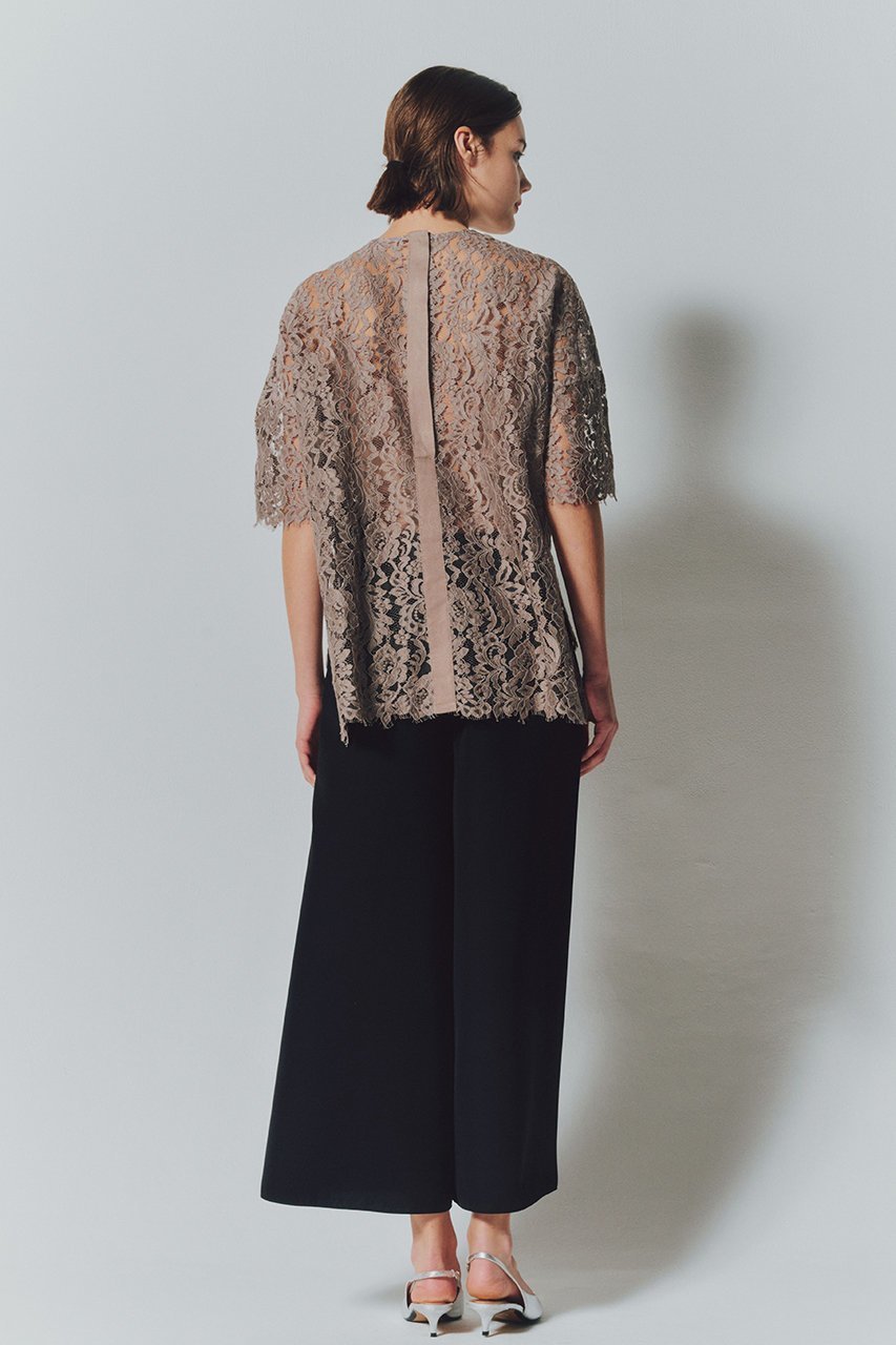 【ルームエイト/Room no.8】の【Room no.8 BLACK】リーバーレース WITH グログラン トップス 人気、トレンドファッション・服の通販 founy(ファニー) 　ファッション　Fashion　レディースファッション　Fashion for Women　トップス・カットソー　Cut & Sew Tops　シャツ・ブラウス・オフィスカジュアル　Elegant Blouses & Button-Ups　グログラン　Grosgrain, Grosgrain Ribbon　ショート　Short, Short Length　スリーブ　Sleeve, Long Sleeve / Short Sleeve　フレア　Flare, Flared　ボトム　Bottoms, Lower Wear　マキシ　Maxi, Full Length　リュクス　Luxury, Elegant, High-End, Chic　レース　Lace, Lace Fabric　other-8|ID: prp329100004434737 ipo3291000000032853997