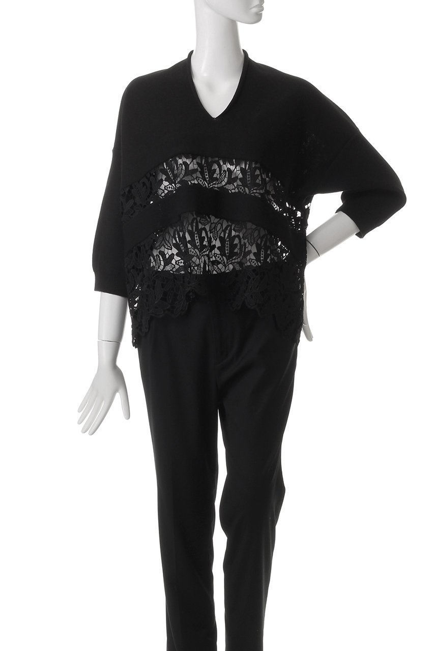 【ルームエイト/Room no.8】の【Room no.8 BLACK】ケミカルレース ドレープトップス 人気、トレンドファッション・服の通販 founy(ファニー) 　ファッション　Fashion　レディースファッション　WOMEN　トップス・カットソー　Tops/Tshirt　シャツ/ブラウス　Shirts/Blouses　ケミカル　Chemical　スリーブ　Sleeve　センター　Center　ドッキング　Docking　フレア　Flare　ボトム　Bottom　レース　Race　ロング　Long　other-2|ID: prp329100004434739 ipo3291000000031604128