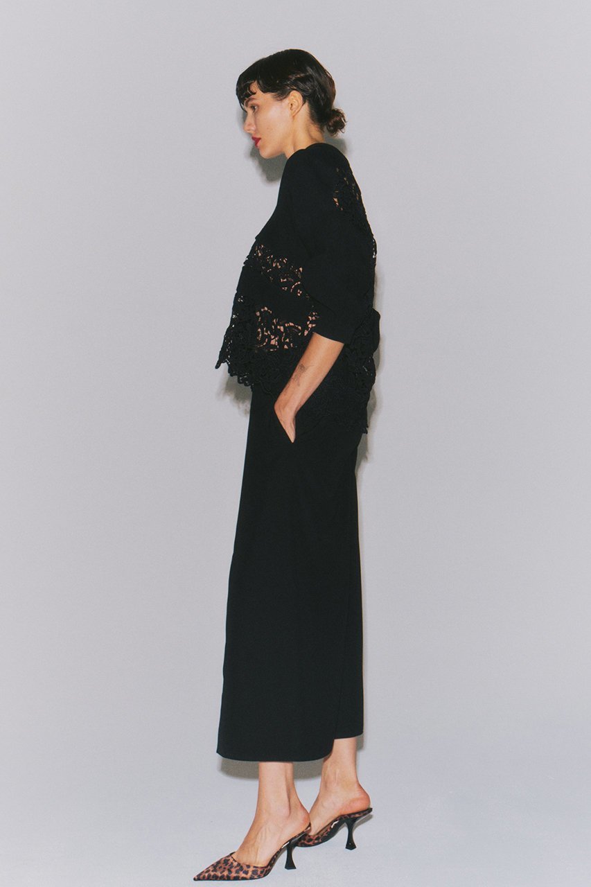 【ルームエイト/Room no.8】の【Room no.8 BLACK】ケミカルレース ドレープトップス 人気、トレンドファッション・服の通販 founy(ファニー) 　ファッション　Fashion　レディースファッション　WOMEN　トップス・カットソー　Tops/Tshirt　シャツ/ブラウス　Shirts/Blouses　ケミカル　Chemical　スリーブ　Sleeve　センター　Center　ドッキング　Docking　フレア　Flare　ボトム　Bottom　レース　Race　ロング　Long　other-7|ID: prp329100004434739 ipo3291000000031604133