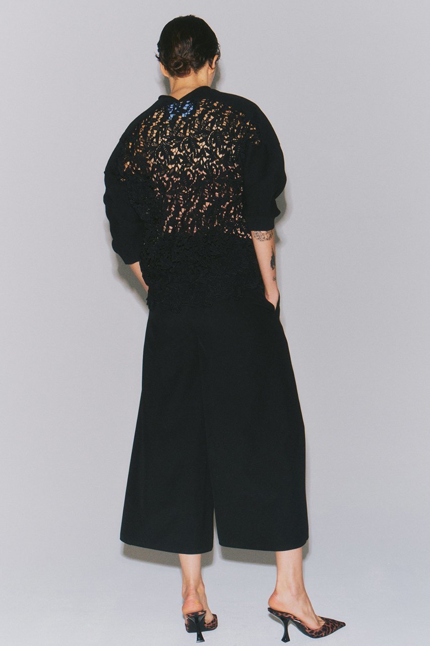 【ルームエイト/Room no.8】の【Room no.8 BLACK】ケミカルレース ドレープトップス 人気、トレンドファッション・服の通販 founy(ファニー) 　ファッション　Fashion　レディースファッション　WOMEN　トップス・カットソー　Tops/Tshirt　シャツ/ブラウス　Shirts/Blouses　ケミカル　Chemical　スリーブ　Sleeve　センター　Center　ドッキング　Docking　フレア　Flare　ボトム　Bottom　レース　Race　ロング　Long　other-8|ID: prp329100004434739 ipo3291000000031604134