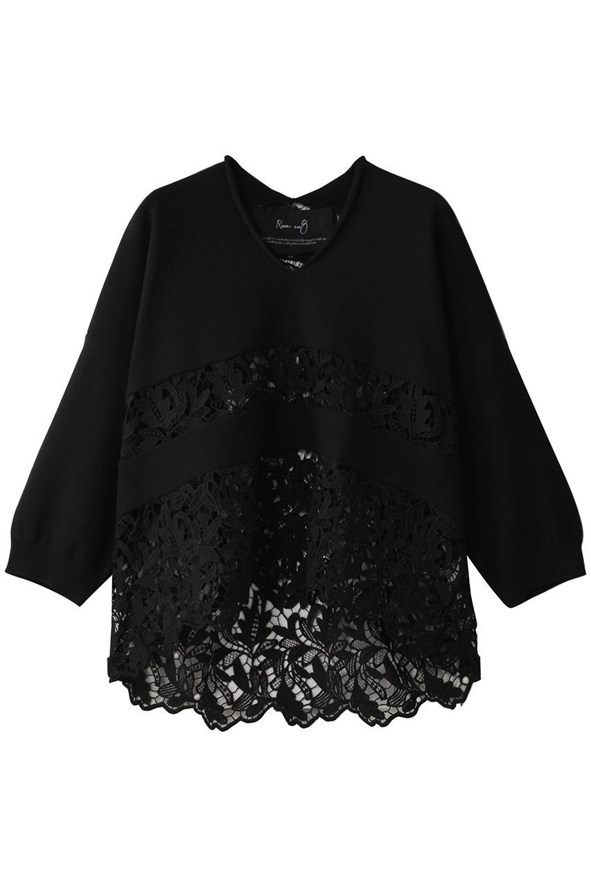 【ルームエイト/Room no.8】の【Room no.8 BLACK】ケミカルレース ドレープトップス 人気、トレンドファッション・服の通販 founy(ファニー) 　ファッション　Fashion　レディースファッション　Fashion for Women　トップス・カットソー　Cut & Sew Tops　シャツ・ブラウス・オフィスカジュアル　Elegant Blouses & Button-Ups　ケミカル　Chemical, Chemical Wash　スリーブ　Sleeve, Long Sleeve / Short Sleeve　センター　Center, Center Line　ドッキング　Docking, Mixed Material　フレア　Flare, Flared　ボトム　Bottoms, Lower Wear　レース　Lace, Lace Fabric　ロング　Long, Long-Length　 other-1|ID: prp329100004434739 ipo3291000000032854038