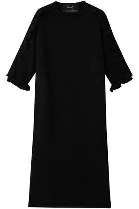 【ルームエイト/Room no.8】の【Room no.8 BLACK】ヴィスコース ショルダーフリル ハーフスリーブ ドレス 人気、トレンドファッション・服の通販 founy(ファニー) ファッション Fashion レディースファッション Fashion for Women ワンピース Dresses フォーマル・パーティードレス・結婚式用ドレス Elegant & Casual Dresses チュニック Tunic Tops & Dresses なめらか Smooth, Silky Texture シューズ Shoes, Footwear ショルダー Shoulder, Shoulder Strap ジュエリー Jewelry, Accessories ストレート Straight, Straight Cut スリーブ Sleeve, Long Sleeve / Short Sleeve チュニック Tunic, Long Top ドレス Dress, One-Piece ハーフ Half, Half-Length フリル Frill, Ruffle |ID:prp329100004434740