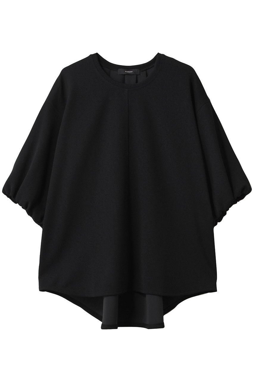 【フローレント/FLORENT】の【ELLE SHOP限定】ジョーゼットジャージ トップス インテリア・キッズ・メンズ・レディースファッション・服の通販 founy(ファニー) 　ファッション　Fashion　レディースファッション　Fashion for Women　トップス・カットソー　Cut & Sew Tops　シャツ・ブラウス・オフィスカジュアル　Elegant Blouses & Button-Ups　ロングTシャツ・Tシャツ　Longline T-Shirts & Tees　カットソー・ベーシックTシャツ　Cut-and-Sewn Tops / Stretch Tees & Basics　ギャザー　Gathered, Ruffled　ショート　Short, Short Length　シンプル　Simple, Minimal　スリーブ　Sleeve, Long Sleeve / Short Sleeve　バルーン　Balloon, Balloon Silhouette　ブラック|ID: prp329100004434757 ipo3291000000032796248