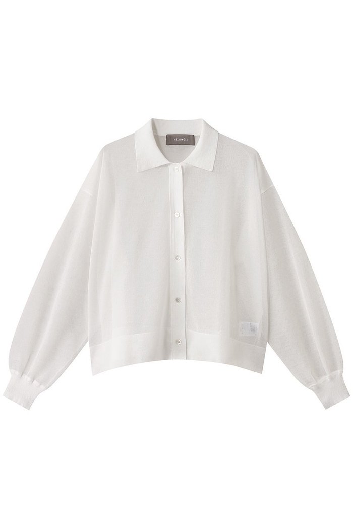 【エリオポール/heliopole】のシアーポロカーディガン インテリア・キッズ・メンズ・レディースファッション・服の通販 founy(ファニー) https://founy.com/ ファッション Fashion レディースファッション Fashion for Women トップス・カットソー Cut & Sew Tops ニット Knit Tops & Sweaters カーディガン・羽織り Layered Style Cardigans カーディガン Cardigan, Knitwear シアー Sheer, See-Through シンプル Simple, Minimal スラックス Slacks, Dress Pants スリーブ Sleeve, Long Sleeve / Short Sleeve デニム Denim, Jeans Material エレガント 上品 Elegant |ID: prp329100004434775 ipo3291000000032939038