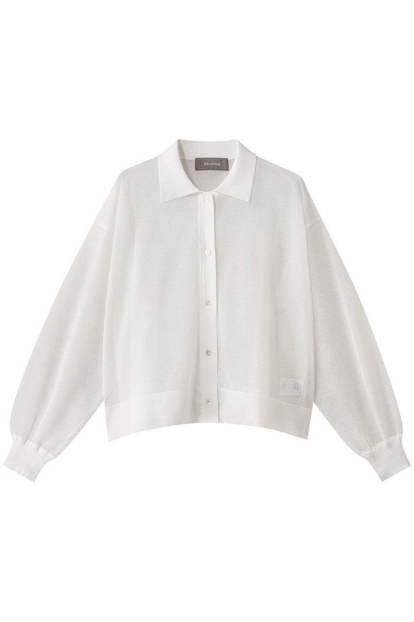 【エリオポール/heliopole】のシアーポロカーディガン インテリア・キッズ・メンズ・レディースファッション・服の通販 founy(ファニー) 　ファッション　Fashion　レディースファッション　Fashion for Women　トップス・カットソー　Cut & Sew Tops　ニット　Knit Tops & Sweaters　カーディガン・羽織り　Layered Style Cardigans　カーディガン　Cardigan, Knitwear　シアー　Sheer, See-Through　シンプル　Simple, Minimal　スラックス　Slacks, Dress Pants　スリーブ　Sleeve, Long Sleeve / Short Sleeve　デニム　Denim, Jeans Material　エレガント 上品　Elegant　ホワイト|ID: prp329100004434775 ipo3291000000032939047