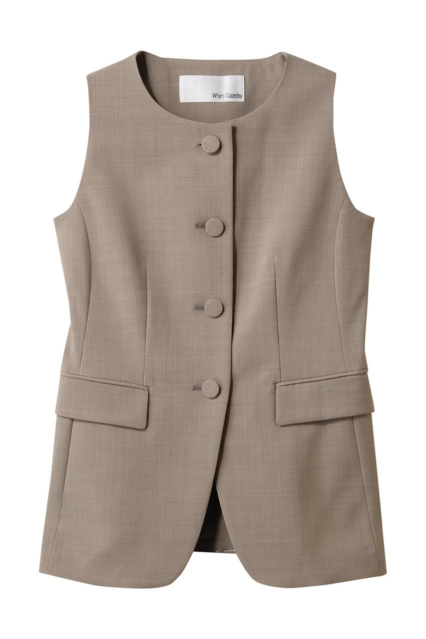 【ウィムガゼット/Whim Gazette】のクルーネックジレ 人気、トレンドファッション・服の通販 founy(ファニー) 　ファッション　Fashion　レディースファッション　Fashion for Women　アウター　Coat / Outerwear Collection　レディースジャケット・軽アウター　Jackets　シェイプ　Shape, Slim Fit　シンプル　Simple, Minimal　ジャケット　Jacket, Outerwear　フロント　Front, Front Design　ベスト　Vest, Waistcoat　エレガント 上品　Elegant　 other-1|ID: prp329100004434778 ipo3291000000036515424