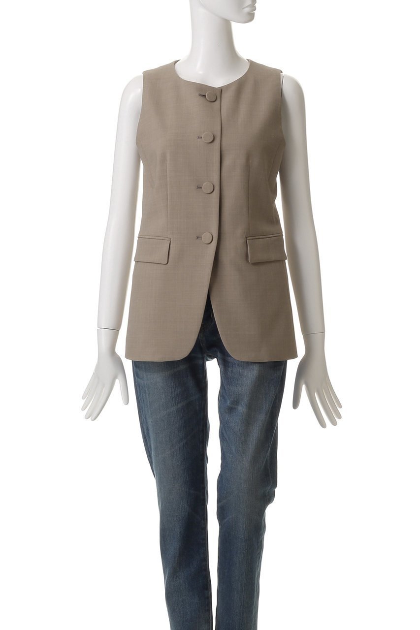 【ウィムガゼット/Whim Gazette】のクルーネックジレ 人気、トレンドファッション・服の通販 founy(ファニー) 　ファッション　Fashion　レディースファッション　Fashion for Women　アウター　Coat / Outerwear Collection　レディースジャケット・軽アウター　Jackets　シェイプ　Shape, Slim Fit　シンプル　Simple, Minimal　ジャケット　Jacket, Outerwear　フロント　Front, Front Design　ベスト　Vest, Waistcoat　エレガント 上品　Elegant　other-2|ID: prp329100004434778 ipo3291000000036515428