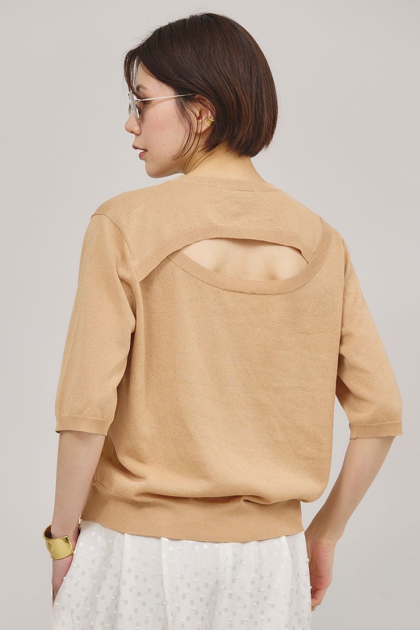 【カレンソロジー/Curensology】のバックコンシャスニットプルオーバー インテリア・キッズ・メンズ・レディースファッション・服の通販 founy(ファニー) 　ファッション　Fashion　レディースファッション　Ladies' Fashion Online　トップス・カットソー　Tops/Tshirt　ニット　Knit Tops　プルオーバー　Pullover　アクセサリー　Accessories　サマー　Summer　スリット　Slit　ボトム　Bottom　再入荷　Restock/Back In Stock/Re Arrival　夏　Summer　ベージュ|ID: prp329100004434785 ipo3291000000032614611