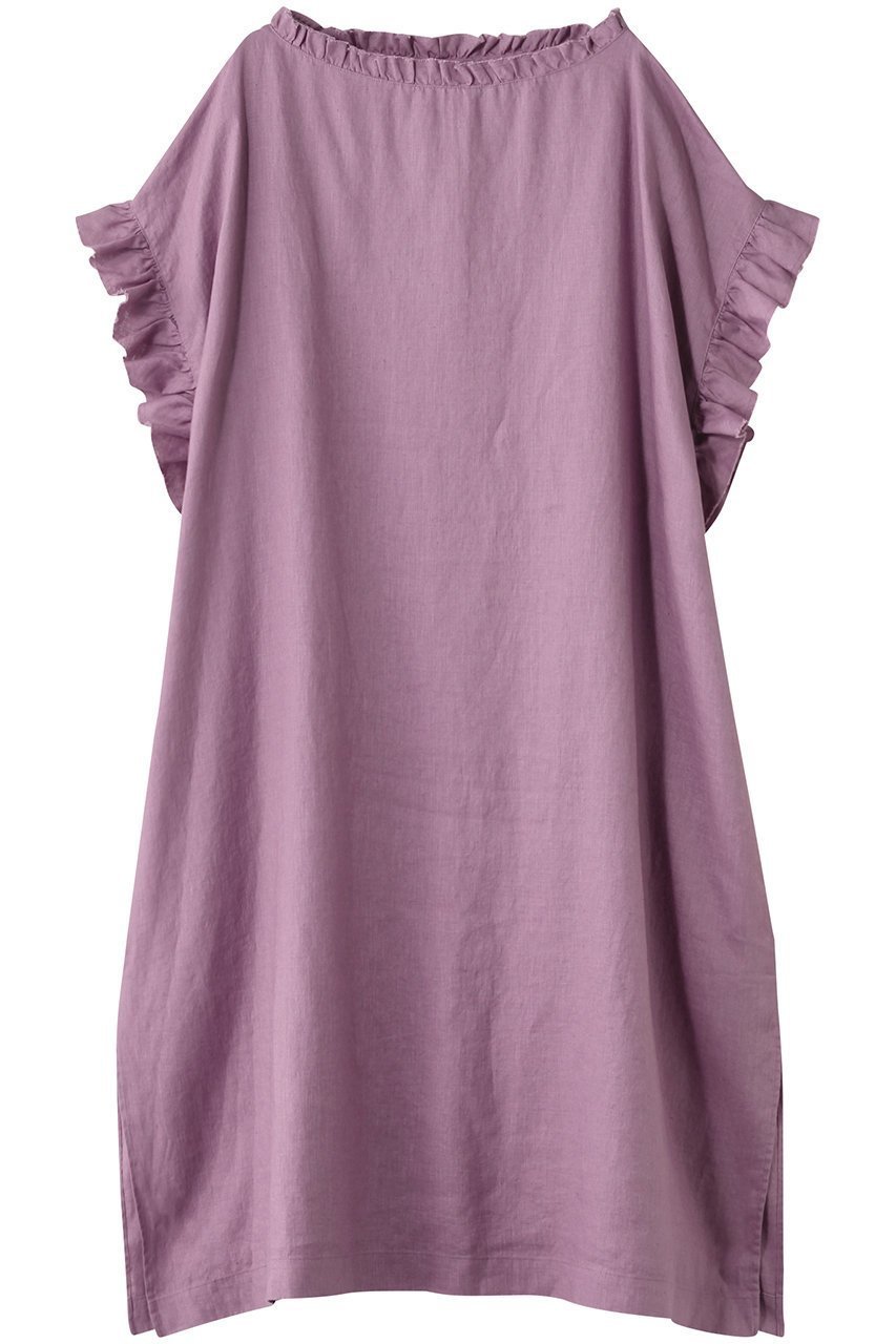 【ハウス オブ ロータス/HOUSE OF LOTUS】のリネンフリルワンピース インテリア・キッズ・メンズ・レディースファッション・服の通販 founy(ファニー) 　ファッション　Fashion　レディースファッション　Fashion for Women　ワンピース　Dresses　チュニック　Tunic Tops & Dresses　おすすめ　Recommended / Our Picks　スリット　Slit, Slit Detail　チュニック　Tunic, Long Top　フリル　Frill, Ruffle　フリンジ　Fringe, Tassel　ロング　Long, Long-Length　今季　This Season, Current Season　パープル系|ID: prp329100004434791 ipo3291000000032856495