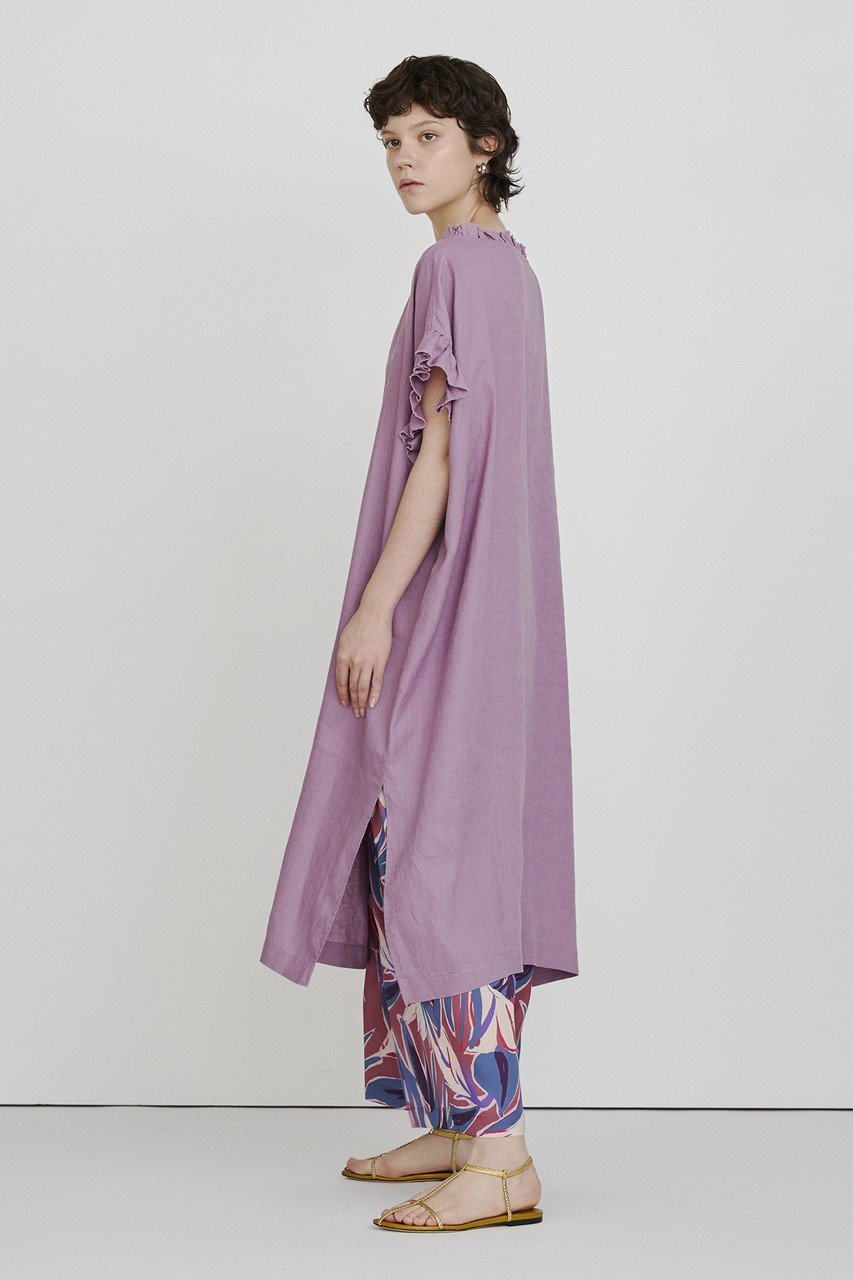 【ハウス オブ ロータス/HOUSE OF LOTUS】のリネンフリルワンピース 人気、トレンドファッション・服の通販 founy(ファニー) 　ファッション　Fashion　レディースファッション　Fashion for Women　ワンピース　Dresses　チュニック　Tunic Tops & Dresses　おすすめ　Recommended / Our Picks　スリット　Slit, Slit Detail　チュニック　Tunic, Long Top　フリル　Frill, Ruffle　フリンジ　Fringe, Tassel　ロング　Long, Long-Length　今季　This Season, Current Season　other-6|ID: prp329100004434791 ipo3291000000033061634