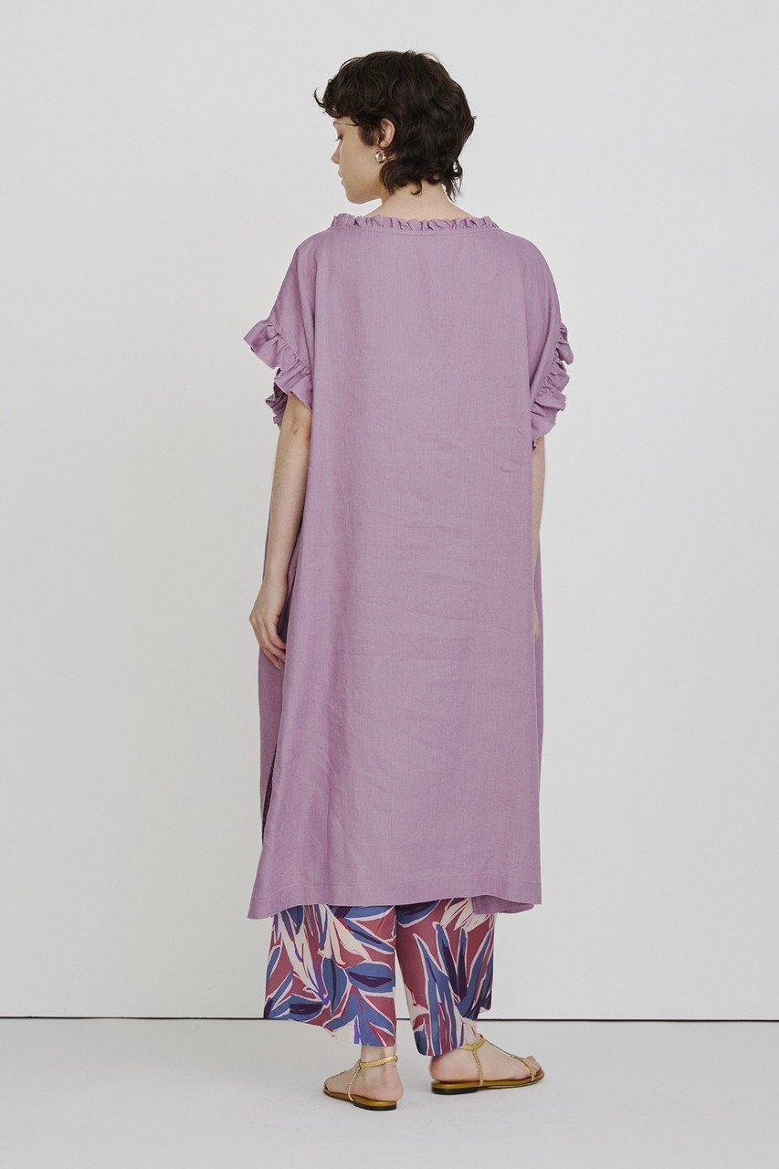 【ハウス オブ ロータス/HOUSE OF LOTUS】のリネンフリルワンピース 人気、トレンドファッション・服の通販 founy(ファニー) 　ファッション　Fashion　レディースファッション　Fashion for Women　ワンピース　Dresses　チュニック　Tunic Tops & Dresses　おすすめ　Recommended / Our Picks　スリット　Slit, Slit Detail　チュニック　Tunic, Long Top　フリル　Frill, Ruffle　フリンジ　Fringe, Tassel　ロング　Long, Long-Length　今季　This Season, Current Season　other-7|ID: prp329100004434791 ipo3291000000033061635