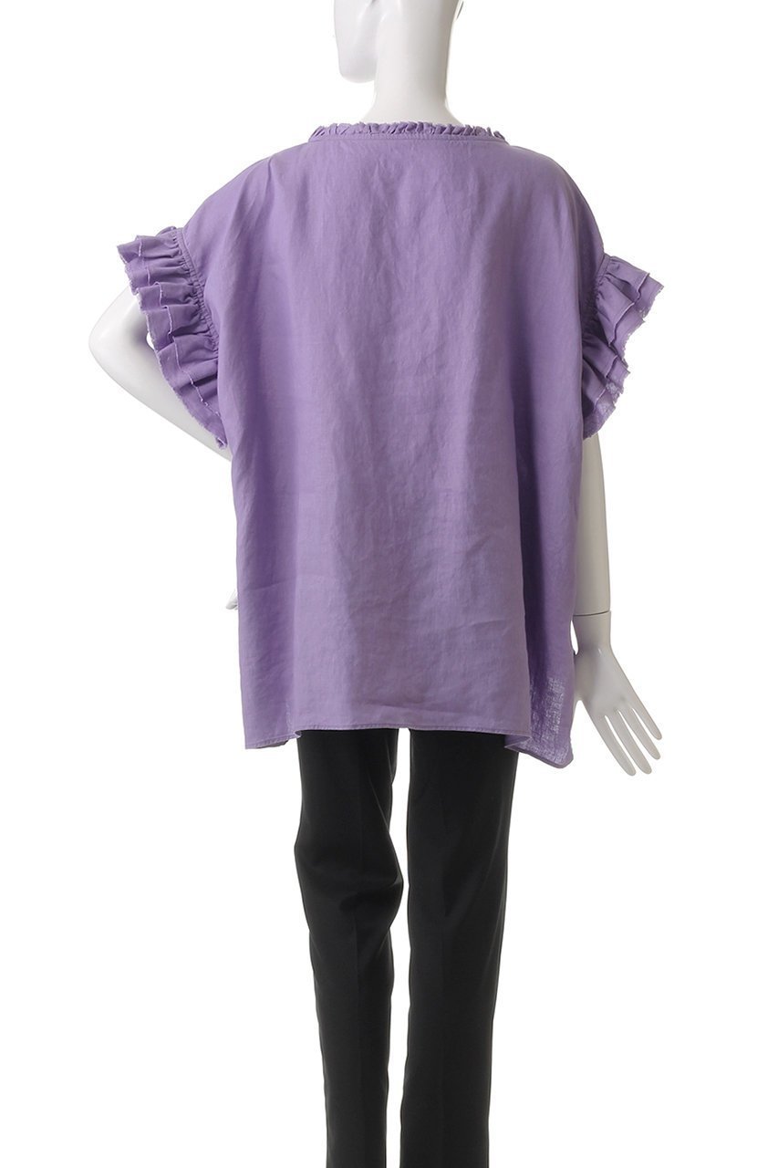 【ハウス オブ ロータス/HOUSE OF LOTUS】のリネンフリルブラウス 人気、トレンドファッション・服の通販 founy(ファニー) 　ファッション　Fashion　レディースファッション　WOMEN　トップス・カットソー　Tops/Tshirt　シャツ/ブラウス　Shirts/Blouses　サマー　Summer　ショート　Short　スリーブ　Sleeve　パターン　Pattern　フリル　Frills　リネン　Linen　リラックス　Relax　定番　Standard　other-4|ID: prp329100004434792 ipo3291000000031258253