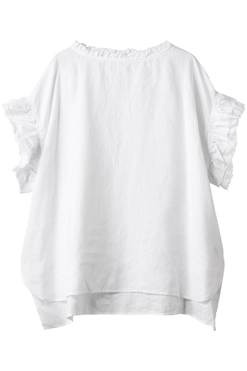 【ハウス オブ ロータス/HOUSE OF LOTUS】のリネンフリルブラウス インテリア・キッズ・メンズ・レディースファッション・服の通販 founy(ファニー) 　ファッション　Fashion　レディースファッション　Fashion for Women　トップス・カットソー　Cut & Sew Tops　シャツ・ブラウス・オフィスカジュアル　Elegant Blouses & Button-Ups　サマー　Summer, Summer Style　ショート　Short, Short Length　スリーブ　Sleeve, Long Sleeve / Short Sleeve　パターン　Pattern, Design Print　フリル　Frill, Ruffle　リネン　Linen, Linen Fabric　リラックス　Relax, Relaxed Fit　定番　Standard, Basic Item　ホワイト|ID: prp329100004434792 ipo3291000000032769996