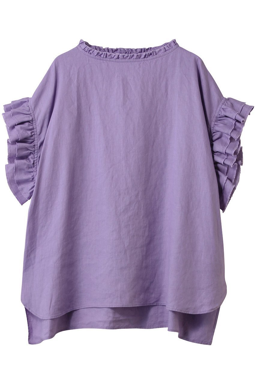 【ハウス オブ ロータス/HOUSE OF LOTUS】のリネンフリルブラウス インテリア・キッズ・メンズ・レディースファッション・服の通販 founy(ファニー) 　ファッション　Fashion　レディースファッション　Fashion for Women　トップス・カットソー　Cut & Sew Tops　シャツ・ブラウス・オフィスカジュアル　Elegant Blouses & Button-Ups　サマー　Summer, Summer Style　ショート　Short, Short Length　スリーブ　Sleeve, Long Sleeve / Short Sleeve　パターン　Pattern, Design Print　フリル　Frill, Ruffle　リネン　Linen, Linen Fabric　リラックス　Relax, Relaxed Fit　定番　Standard, Basic Item　ラベンダー|ID: prp329100004434792 ipo3291000000032769997