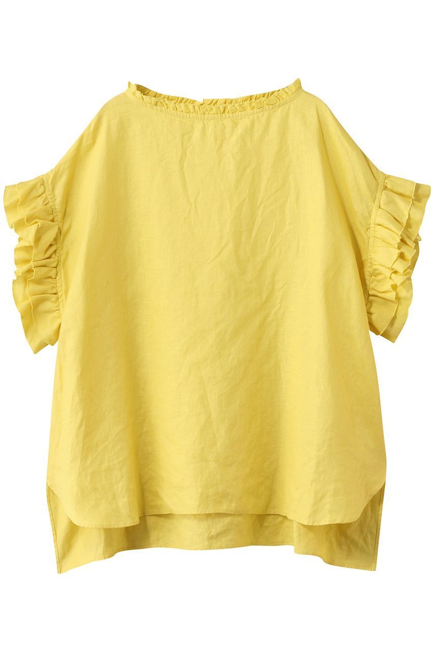 【ハウス オブ ロータス/HOUSE OF LOTUS】のリネンフリルブラウス インテリア・キッズ・メンズ・レディースファッション・服の通販 founy(ファニー) 　ファッション　Fashion　レディースファッション　Fashion for Women　トップス・カットソー　Cut & Sew Tops　シャツ・ブラウス・オフィスカジュアル　Elegant Blouses & Button-Ups　サマー　Summer, Summer Style　ショート　Short, Short Length　スリーブ　Sleeve, Long Sleeve / Short Sleeve　パターン　Pattern, Design Print　フリル　Frill, Ruffle　リネン　Linen, Linen Fabric　リラックス　Relax, Relaxed Fit　定番　Standard, Basic Item　イエロー|ID: prp329100004434792 ipo3291000000032770003