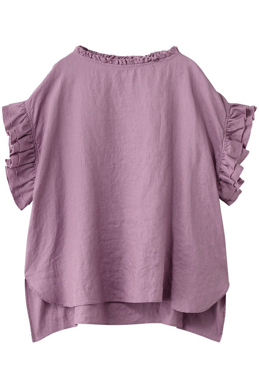 【ハウス オブ ロータス/HOUSE OF LOTUS】のリネンフリルブラウス インテリア・キッズ・メンズ・レディースファッション・服の通販 founy(ファニー) 　ファッション　Fashion　レディースファッション　Fashion for Women　トップス・カットソー　Cut & Sew Tops　シャツ・ブラウス・オフィスカジュアル　Elegant Blouses & Button-Ups　サマー　Summer, Summer Style　ショート　Short, Short Length　スリーブ　Sleeve, Long Sleeve / Short Sleeve　パターン　Pattern, Design Print　フリル　Frill, Ruffle　リネン　Linen, Linen Fabric　リラックス　Relax, Relaxed Fit　定番　Standard, Basic Item　パープル系|ID: prp329100004434792 ipo3291000000032770005