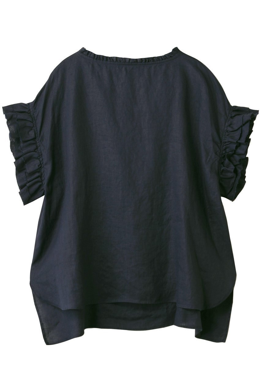 【ハウス オブ ロータス/HOUSE OF LOTUS】のリネンフリルブラウス インテリア・キッズ・メンズ・レディースファッション・服の通販 founy(ファニー) 　ファッション　Fashion　レディースファッション　Fashion for Women　トップス・カットソー　Cut & Sew Tops　シャツ・ブラウス・オフィスカジュアル　Elegant Blouses & Button-Ups　サマー　Summer, Summer Style　ショート　Short, Short Length　スリーブ　Sleeve, Long Sleeve / Short Sleeve　パターン　Pattern, Design Print　フリル　Frill, Ruffle　リネン　Linen, Linen Fabric　リラックス　Relax, Relaxed Fit　定番　Standard, Basic Item　インディゴ|ID: prp329100004434792 ipo3291000000032770007