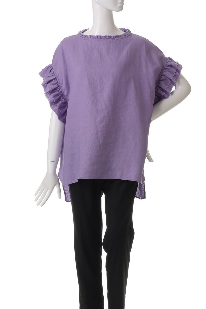 【ハウス オブ ロータス/HOUSE OF LOTUS】のリネンフリルブラウス 人気、トレンドファッション・服の通販 founy(ファニー) 　ファッション　Fashion　レディースファッション　Fashion for Women　トップス・カットソー　Cut & Sew Tops　シャツ・ブラウス・オフィスカジュアル　Elegant Blouses & Button-Ups　サマー　Summer, Summer Style　ショート　Short, Short Length　スリーブ　Sleeve, Long Sleeve / Short Sleeve　パターン　Pattern, Design Print　フリル　Frill, Ruffle　リネン　Linen, Linen Fabric　リラックス　Relax, Relaxed Fit　定番　Standard, Basic Item　other-2|ID: prp329100004434792 ipo3291000000032770008