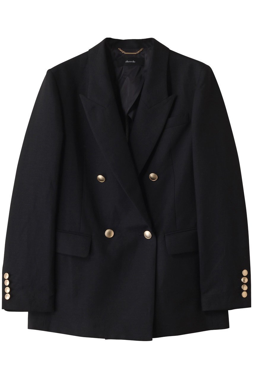 【アルアバイル/allureville】のシャークスキンダブルブレストジャケット インテリア・キッズ・メンズ・レディースファッション・服の通販 founy(ファニー) 　ファッション　Fashion　レディースファッション　WOMEN　アウター　Coat Outerwear　ジャケット　Jackets　おすすめ　Recommend　ジャケット　Jacket　セットアップ　Set Up　ダウン　Down　デニム　Denim　マニッシュ　Mannish　エレガント 上品　Elegant　再入荷　Restock/Back In Stock/Re Arrival　ネイビー|ID: prp329100004434799 ipo3291000000030979445