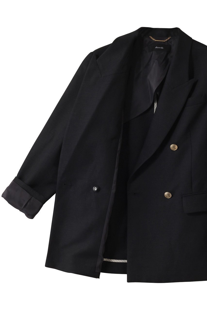 【アルアバイル/allureville】のシャークスキンダブルブレストジャケット 人気、トレンドファッション・服の通販 founy(ファニー) 　ファッション　Fashion　レディースファッション　WOMEN　アウター　Coat Outerwear　ジャケット　Jackets　おすすめ　Recommend　ジャケット　Jacket　セットアップ　Set Up　ダウン　Down　デニム　Denim　マニッシュ　Mannish　エレガント 上品　Elegant　再入荷　Restock/Back In Stock/Re Arrival　other-6|ID: prp329100004434799 ipo3291000000031326733