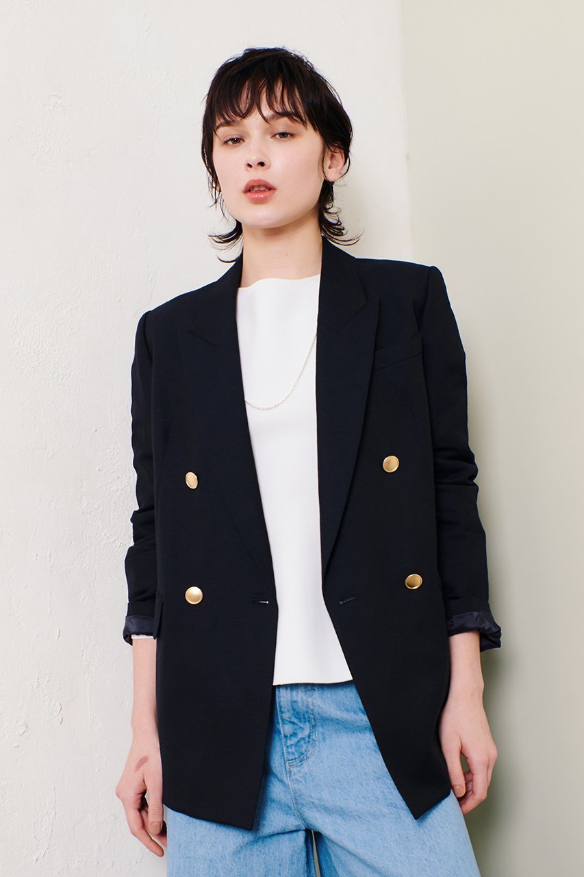 【アルアバイル/allureville】のシャークスキンダブルブレストジャケット 人気、トレンドファッション・服の通販 founy(ファニー) 　ファッション　Fashion　レディースファッション　WOMEN　アウター　Coat Outerwear　ジャケット　Jackets　おすすめ　Recommend　ジャケット　Jacket　セットアップ　Set Up　ダウン　Down　デニム　Denim　マニッシュ　Mannish　エレガント 上品　Elegant　再入荷　Restock/Back In Stock/Re Arrival　other-8|ID: prp329100004434799 ipo3291000000031326735