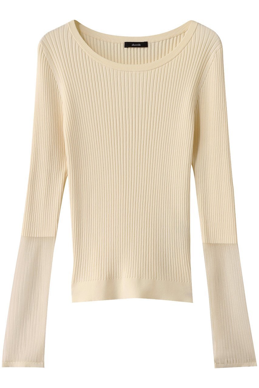 【アルアバイル/allureville】のシアーカフスラウンドNC プルオーバー インテリア・キッズ・メンズ・レディースファッション・服の通販 founy(ファニー) ファッション Fashion レディースファッション Fashion for Women トップス・カットソー Cut & Sew Tops ニット Knit Tops & Sweaters カジュアルプルオーバー・ニットトップス Pullovers & Knit Tops / Casual Pullovers インナー Innerwear シンプル Simple, Minimal ジャケット Jacket, Outerwear フィット Fit, Slim Fit フェミニン Feminine, Girly エレガント 上品 Elegant アイボリー|ID: prp329100004434801 ipo3291000000032938284