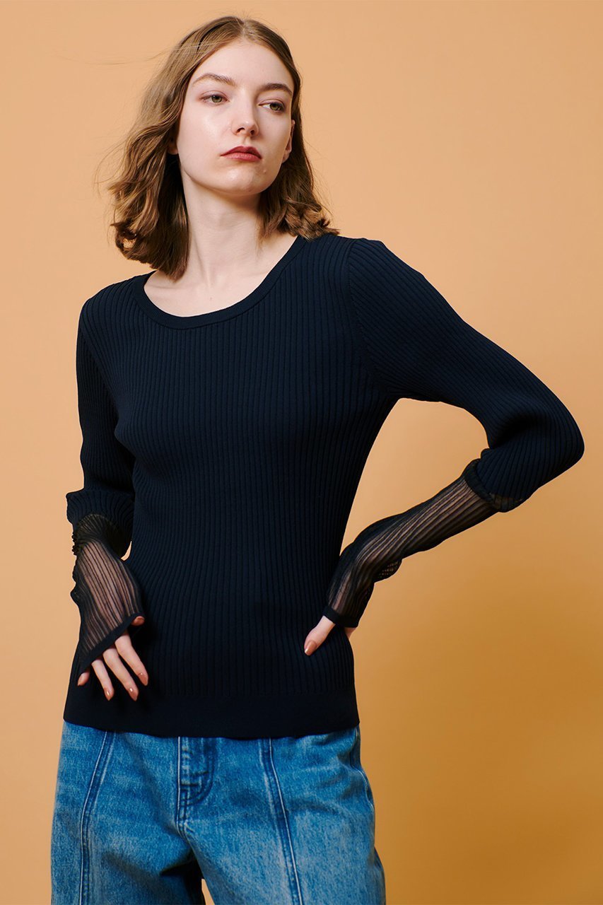 【アルアバイル/allureville】のシアーカフスラウンドNC プルオーバー 人気、トレンドファッション・服の通販 founy(ファニー) ファッション Fashion レディースファッション Fashion for Women トップス・カットソー Cut & Sew Tops ニット Knit Tops & Sweaters カジュアルプルオーバー・ニットトップス Pullovers & Knit Tops / Casual Pullovers インナー Innerwear シンプル Simple, Minimal ジャケット Jacket, Outerwear フィット Fit, Slim Fit フェミニン Feminine, Girly エレガント 上品 Elegant other-6|ID: prp329100004434801 ipo3291000000035304474