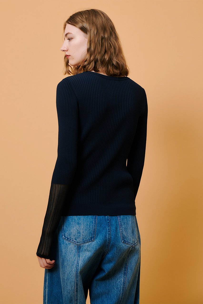 【アルアバイル/allureville】のシアーカフスラウンドNC プルオーバー 人気、トレンドファッション・服の通販 founy(ファニー) ファッション Fashion レディースファッション Fashion for Women トップス・カットソー Cut & Sew Tops ニット Knit Tops & Sweaters カジュアルプルオーバー・ニットトップス Pullovers & Knit Tops / Casual Pullovers インナー Innerwear シンプル Simple, Minimal ジャケット Jacket, Outerwear フィット Fit, Slim Fit フェミニン Feminine, Girly エレガント 上品 Elegant other-7|ID: prp329100004434801 ipo3291000000035304476