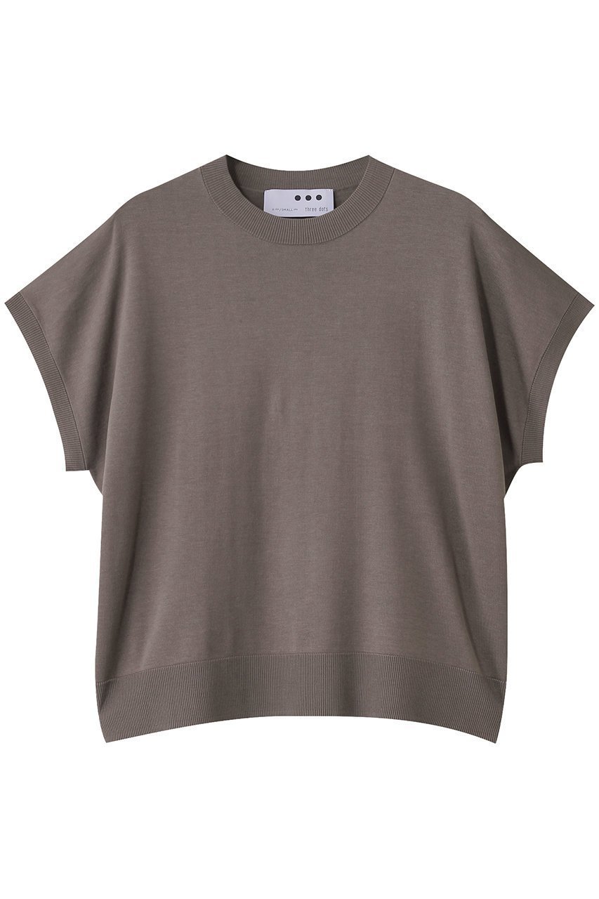 【スリー ドッツ/three dots】のウォッシャブルコットンシルク 半袖トップス インテリア・キッズ・メンズ・レディースファッション・服の通販 founy(ファニー) 　ファッション　Fashion　レディースファッション　Fashion for Women　トップス・カットソー　Cut & Sew Tops　シャツ・ブラウス・オフィスカジュアル　Elegant Blouses & Button-Ups　ロングTシャツ・Tシャツ　Longline T-Shirts & Tees　カットソー・ベーシックTシャツ　Cut-and-Sewn Tops / Stretch Tees & Basics　ウォッシャブル　Machine Washable　ショート　Short, Short Length　シルク　Silk, 100% Silk　シンプル　Simple, Minimal　スリーブ　Sleeve, Long Sleeve / Short Sleeve　ボトム　Bottoms, Lower Wear　リラックス　Relax, Relaxed Fit　エレガント 上品　Elegant　半袖　Short Sleeve, Half Sleeve　洗える　Machine Washable　チャコール|ID: prp329100004434816 ipo3291000000032864592