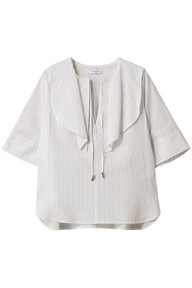 【ニアー ニッポン/near.nippon】のストライプ ビッグカラーブラウス 人気、トレンドファッション・服の通販 founy(ファニー) ファッション Fashion レディースファッション Fashion for Women トップス・カットソー Cut & Sew Tops シャツ・ブラウス・オフィスカジュアル Elegant Blouses & Button-Ups イタリア Italy インナー Innerwear エレガント 上品 Elegant ショート Short, Short Length シンプル Simple, Minimal ストライプ Stripe, Striped Pattern スリーブ Sleeve, Long Sleeve / Short Sleeve ハイネック High Neck, Mock Neck ハーフ Half, Half-Length ビッグ Big, Oversized ワッシャー Washer, Crinkled Finish |ID:prp329100004437797