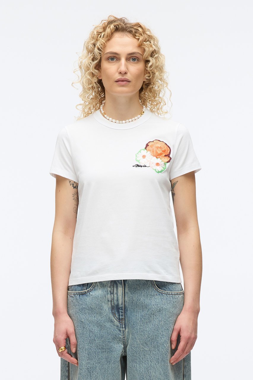 【スリーワン フィリップリム/3.1 Phillip Lim】のBOUQET 刺しゅう ショートスリーブ Tシャツ 人気、トレンドファッション・服の通販 founy(ファニー) 　ファッション　Fashion　レディースファッション　Fashion for Women　トップス・カットソー　Cut & Sew Tops　シャツ・ブラウス・オフィスカジュアル　Elegant Blouses & Button-Ups　ロングTシャツ・Tシャツ　Longline T-Shirts & Tees　カットソー・ベーシックTシャツ　Cut-and-Sewn Tops / Stretch Tees & Basics　インナー　Innerwear　ショート　Short, Short Length　ジャケット　Jacket, Outerwear　スリム　Slim, Slim Fit　スリーブ　Sleeve, Long Sleeve / Short Sleeve　ワイド　Wide, Wide Fit　夏　Summer　春　Spring　S/S・春夏　SS, Spring/Summer, Warm Season　other-7|ID: prp329100004437801 ipo3291000000032796040