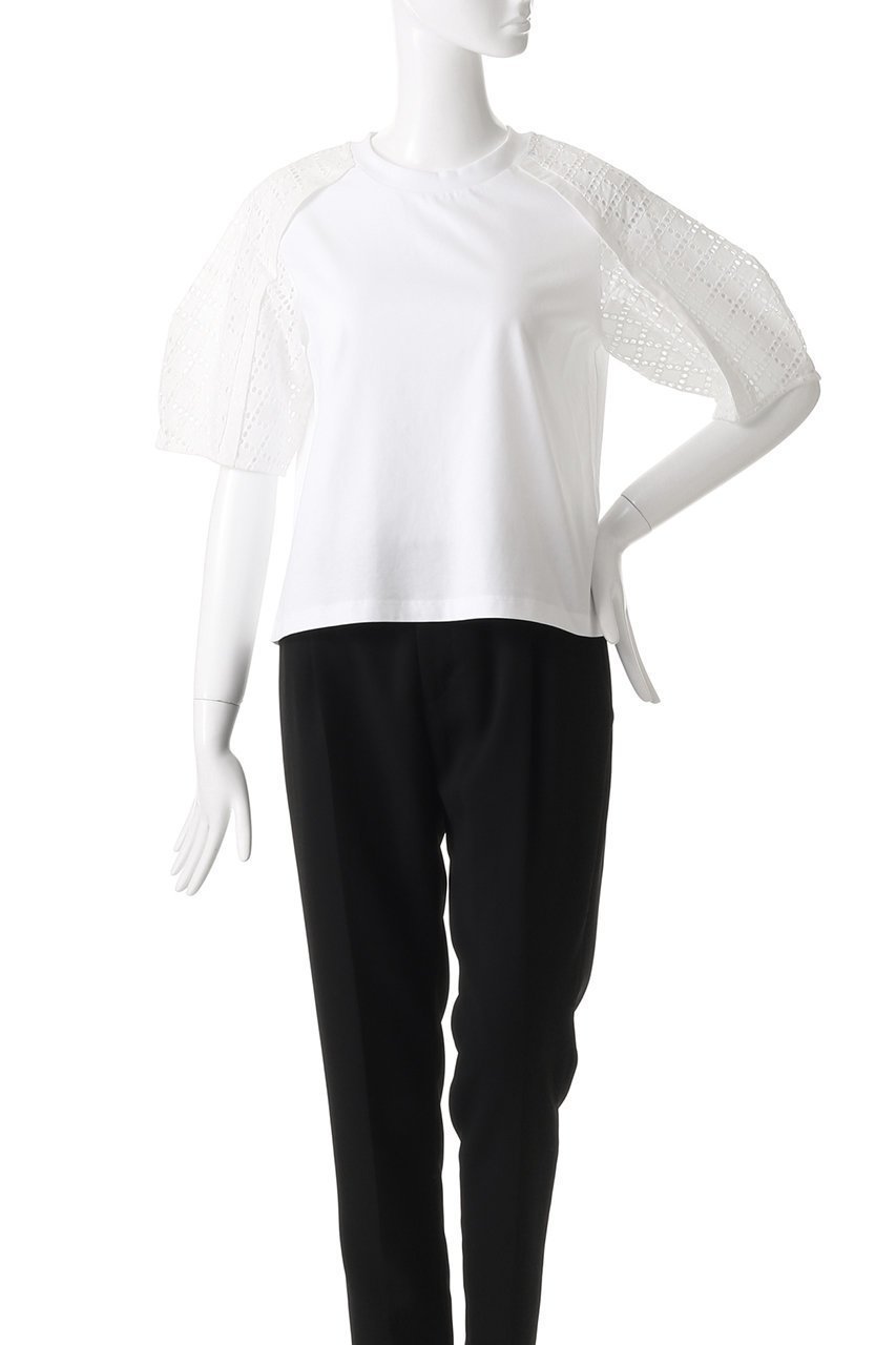 【スリーワン フィリップリム/3.1 Phillip Lim】のBRODERIE ANGLAISE コンボTシャツ 人気、トレンドファッション・服の通販 founy(ファニー) 　ファッション　Fashion　レディースファッション　WOMEN　トップス・カットソー　Tops/Tshirt　シャツ/ブラウス　Shirts/Blouses　ロング / Tシャツ　T-Shirts　カットソー　Cut and Sewn　ショート　Short　ジャケット　Jacket　スリーブ　Sleeve　センター　Center　デニム　Denim　モダン　Modern　無地　Plain Color　other-2|ID: prp329100004437802 ipo3291000000031256876