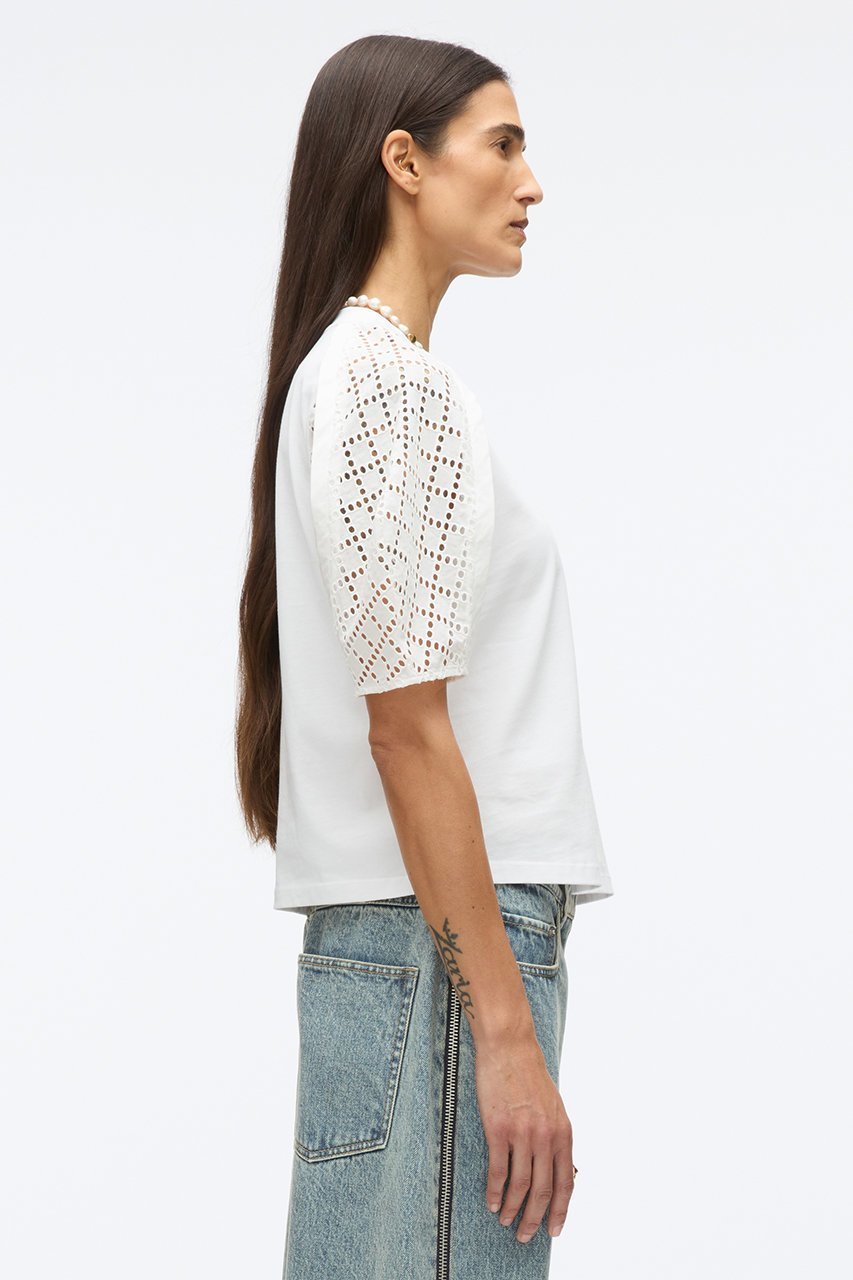 【スリーワン フィリップリム/3.1 Phillip Lim】のBRODERIE ANGLAISE コンボTシャツ 人気、トレンドファッション・服の通販 founy(ファニー) 　ファッション　Fashion　レディースファッション　WOMEN　トップス・カットソー　Tops/Tshirt　シャツ/ブラウス　Shirts/Blouses　ロング / Tシャツ　T-Shirts　カットソー　Cut and Sewn　ショート　Short　ジャケット　Jacket　スリーブ　Sleeve　センター　Center　デニム　Denim　モダン　Modern　無地　Plain Color　other-7|ID: prp329100004437802 ipo3291000000031326204