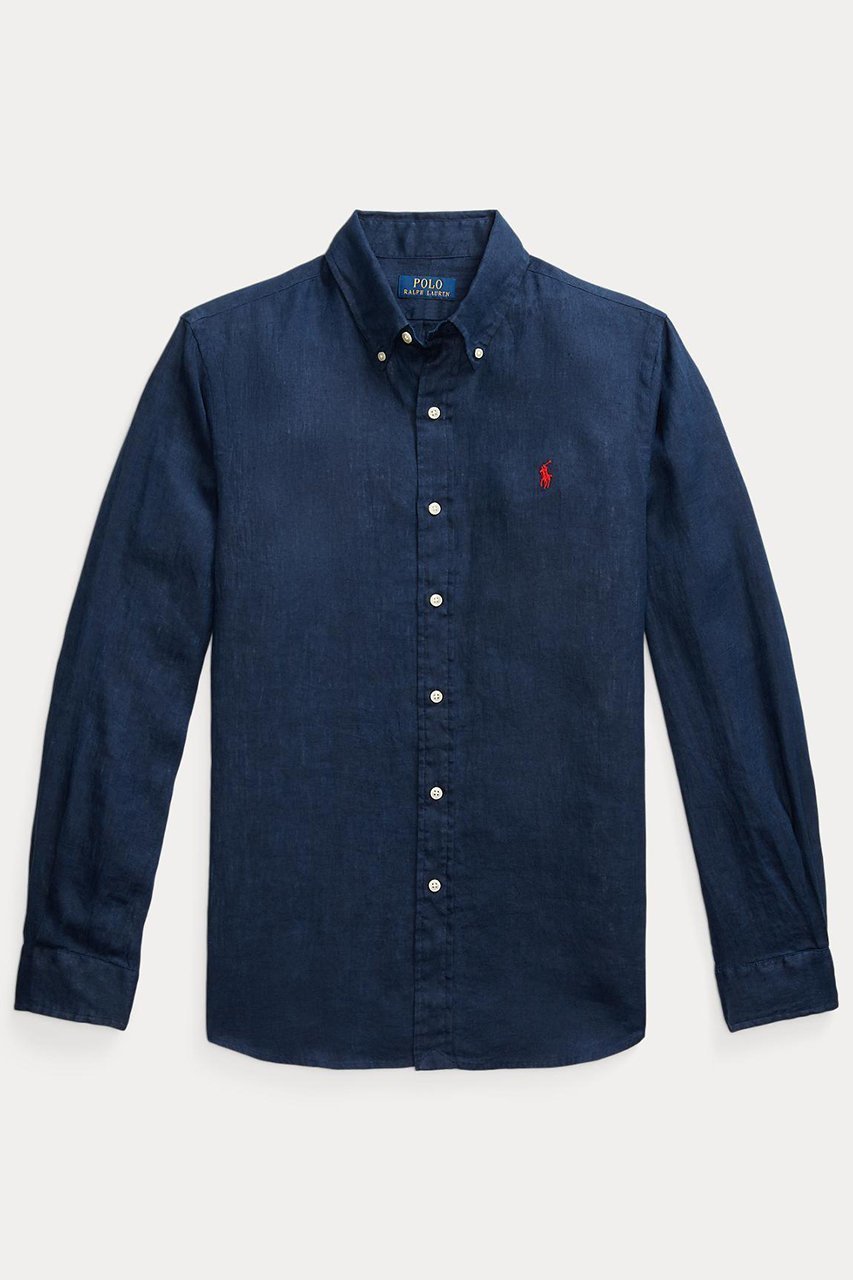 【ラルフローレン/RALPH LAUREN / MEN】の【MEN】【POLO RALPH LAUREN】カスタム フィット リネン シャツ インテリア・キッズ・メンズ・レディースファッション・服の通販 founy(ファニー) 　ファッション　Fashion　メンズファッション　Fashion for Men　カフス　Cuff Design　クラシック　Classic, Timeless Style　スリム　Slim, Slim Fit　スリーブ　Sleeve, Long Sleeve / Short Sleeve　フィット　Fit, Slim Fit　プリーツ　Pleats, Pleated　ボックス　Boxy, Box Shape　リネン　Linen, Linen Fabric　ロング　Long, Long-Length　エレガント 上品　Elegant　長袖　Long Sleeve, Full Sleeve　ネイビー|ID: prp329100004437817 ipo3291000000032853912